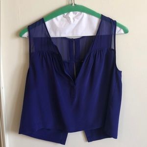 Purple silk blouse w back buttons and front slit